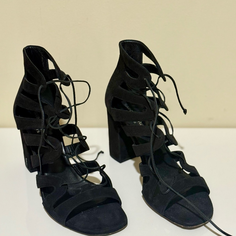 Saint Laurent Black Cage Heels with Block Heel - Picture 2 of 4